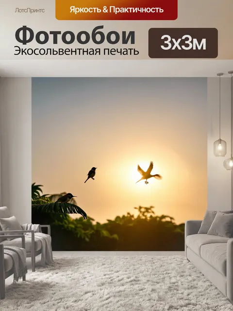 Фотообои тропические утренние пробуждения в свете восходящего солнца с пением птиц и свежестью воздуха