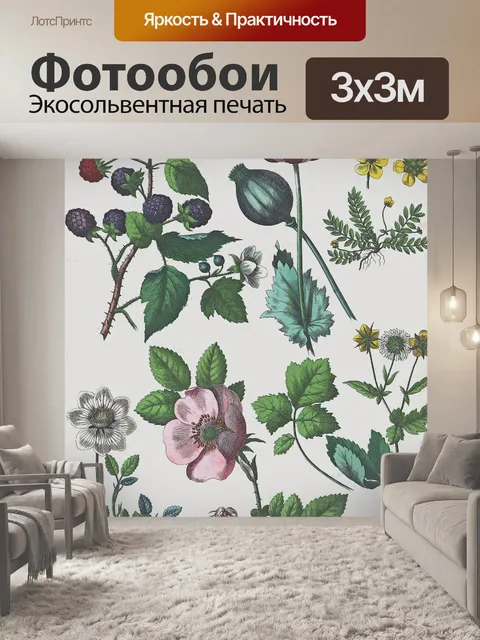 Фотообои Цветы растения полевые цветы