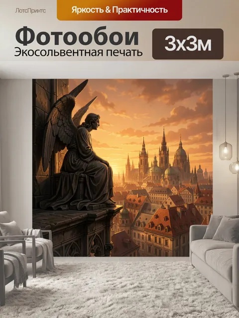Фотообои Ангел над вечерним городом