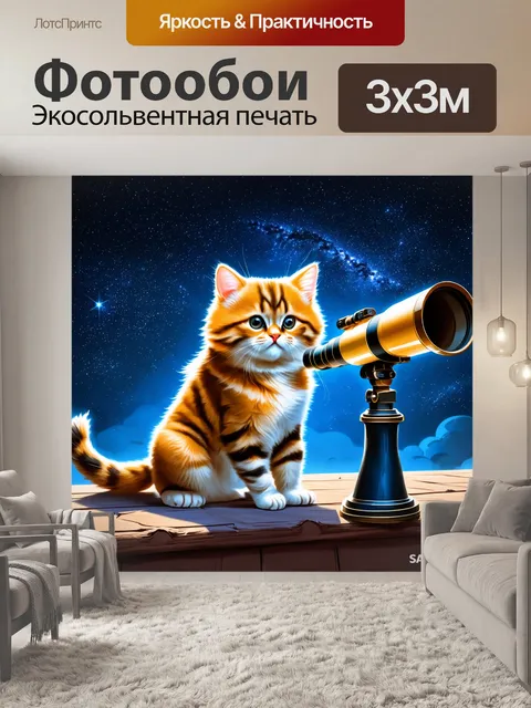 Фотообои обаятельный котик-астроном