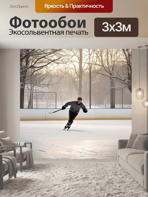 Фотообои хоккейная площадка в городском парке