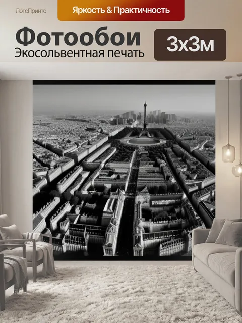 Фотообои с парижем чернобелый
