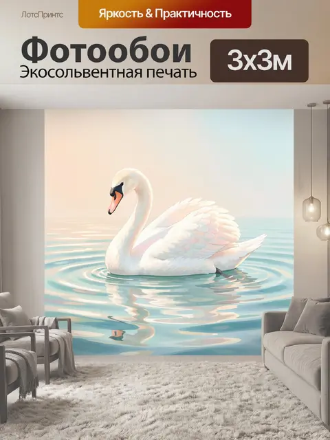 Фотообои Белый лебедь на воде