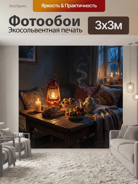Фотообои Уютный вечерний натюрморт у окна