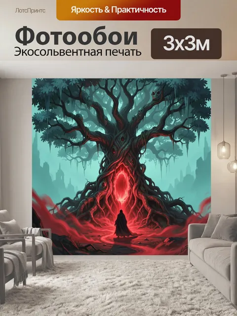 Фотообои Мрачное древо с магическим порталом