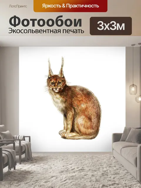 Фотообои Клипарт Lynx animal vintage