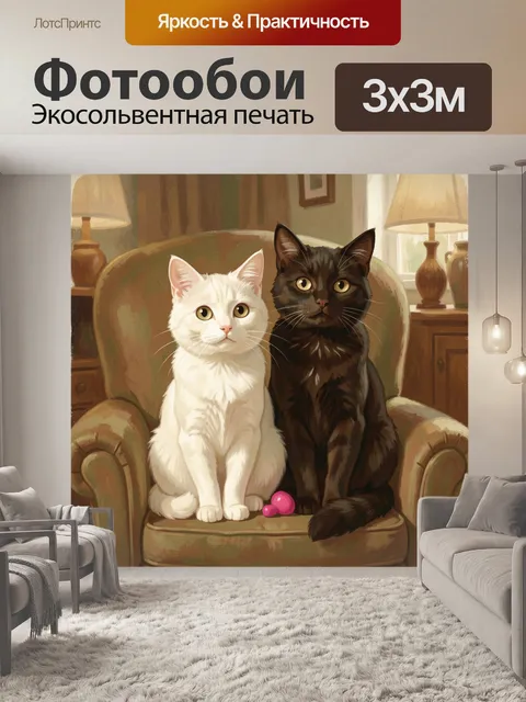 Фотообои Два кота в кресле