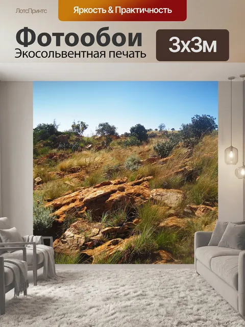 Фотообои скалы и растительность на лугах