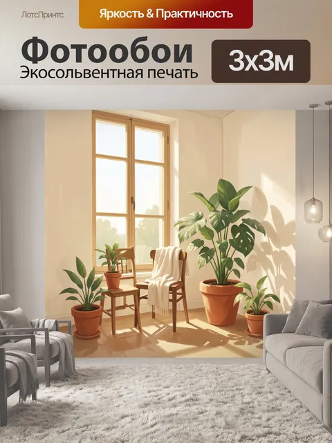 Фотообои Уютная комната с комнатными растениями