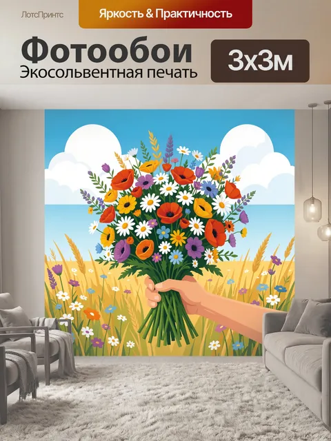Фотообои Полевой букет в руке