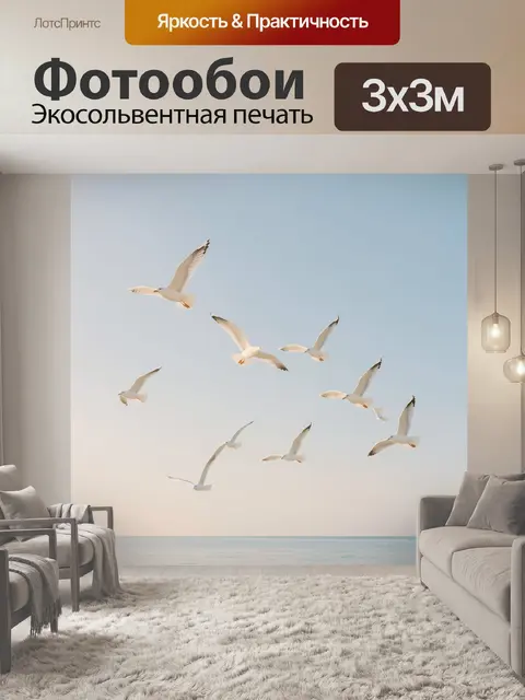 Фотообои Чайки над морем на закате