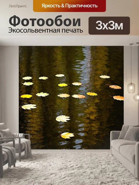 Фотообои листья, отражающиеся в спокойной воде