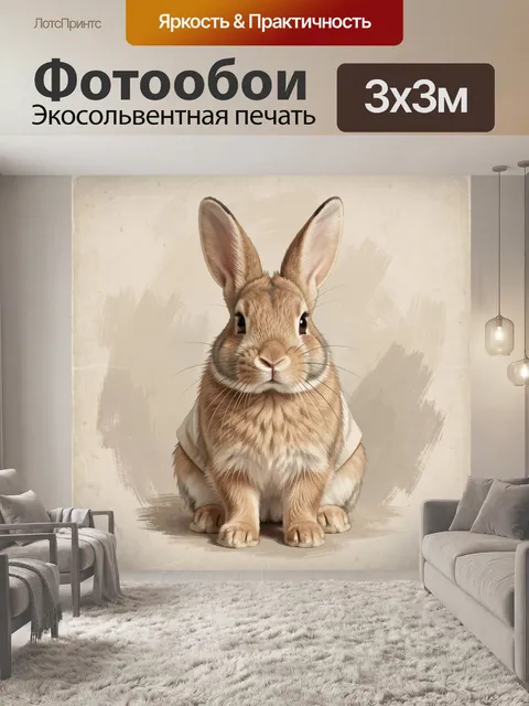Фотообои Милый кролик на светлом фоне