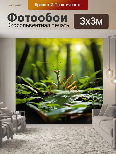 Фотообои в густом зеленом лесу