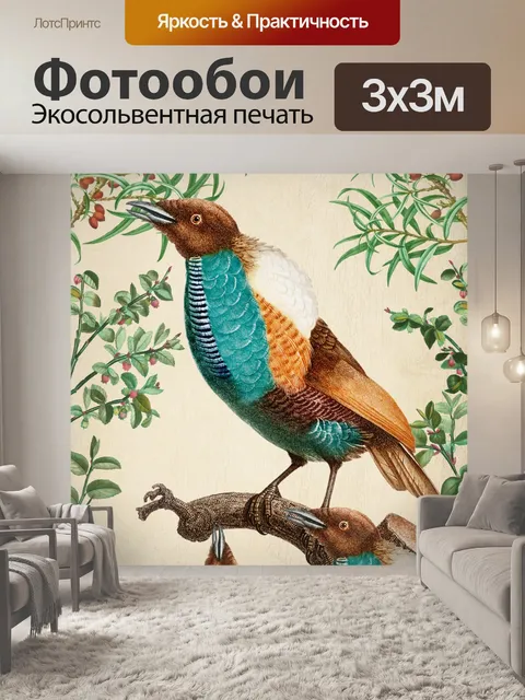Фотообои Винтажное искусство тропическая птица