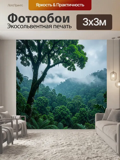 Фотообои Туманные тропические джунгли