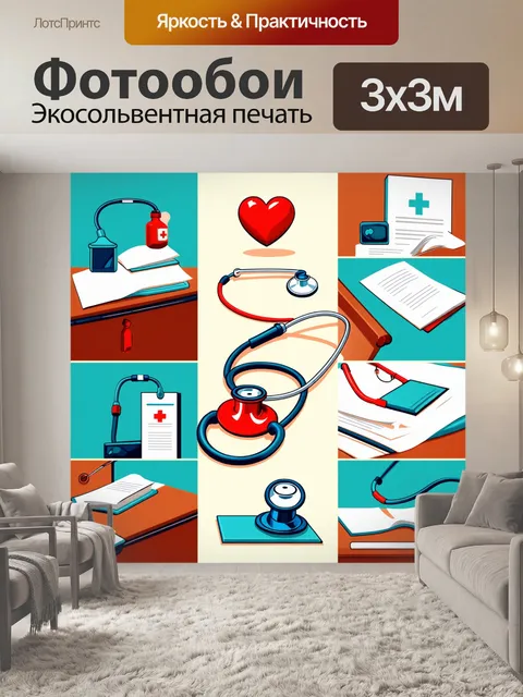 Фотообои изображение стетоскопа и сердца