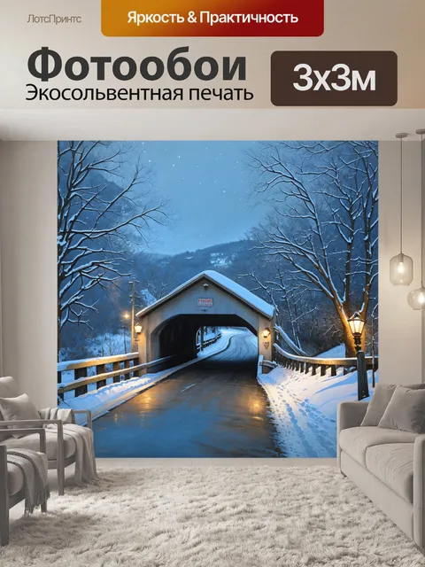 Фотообои зимний пейзаж владивостока с мостом, покрытым снежным покровом