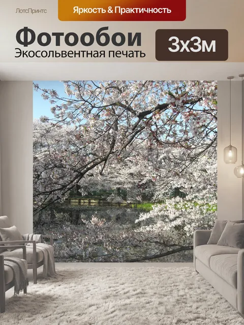 Фотообои Сакура и пруд