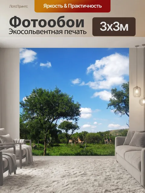 Фотообои группа жирафов среди деревьев