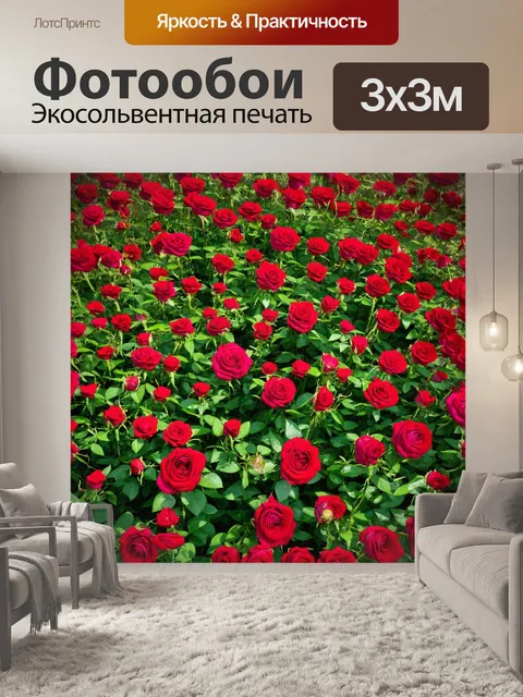 Фотообои розы в стиле модернизм, использование крановых ракурсов для цветочных лепестков, динамика цвета