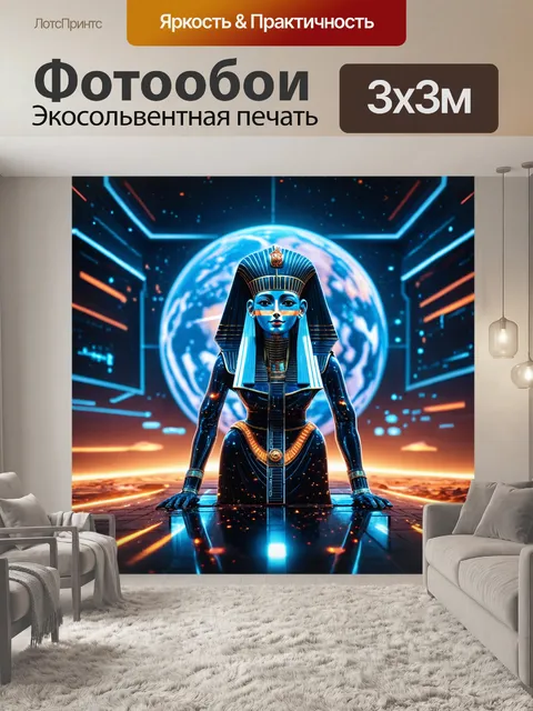 Фотообои египет в стиле киберпанк: космические технологии на фоне традиционных египетских символов