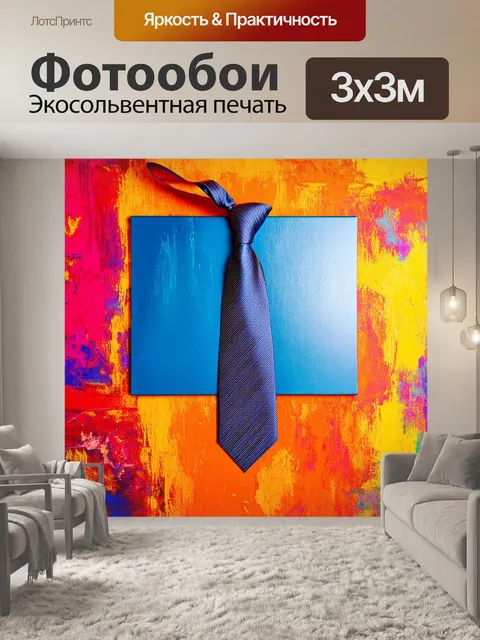 Фотообои галстук, обвивающий предмет искусства, на фоне насыщенных цветом