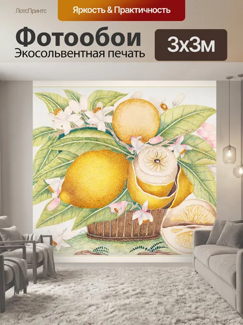 Фотообои Лимонная корзина винтажное искусство