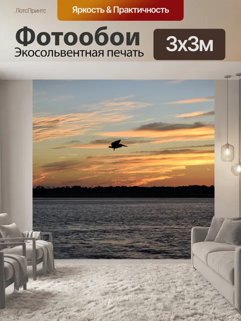 Фотообои Пеликан Полет над рекой