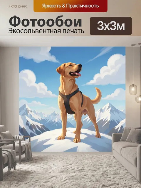 Фотообои Золотистый ретривер в горах