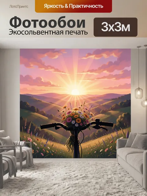 Фотообои Лето в поле: лучи солнца и букет