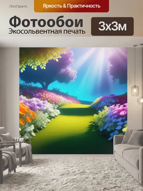 Фотообои живой пейзаж с цветами смешной