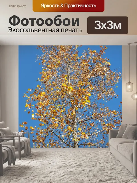 Фотообои Осенние листья деревьев из золота