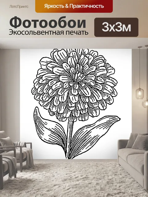 Фотообои Цинния цветок Иллюстрация