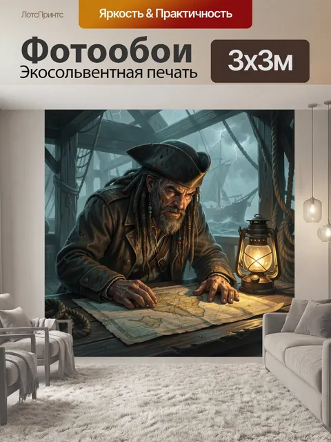 Фотообои Старый пират в бурю