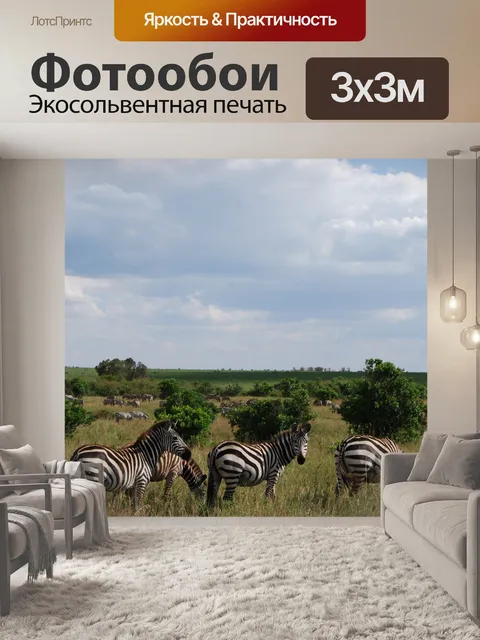 Фотообои Дикая природа в Масаи Мара Зебра (Херд)
