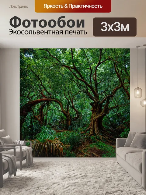 Фотообои с экзотическими растениями и необычными формами деревьев