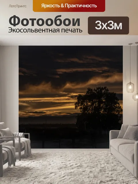Фотообои Золотой пустынный закат
