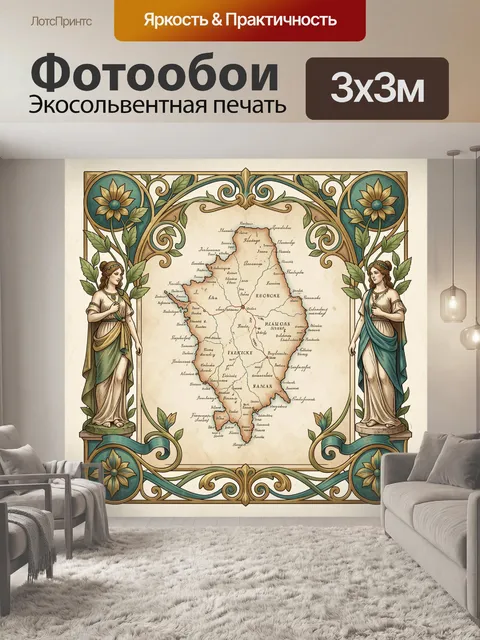 Фотообои Ар-нуво карта с богинями