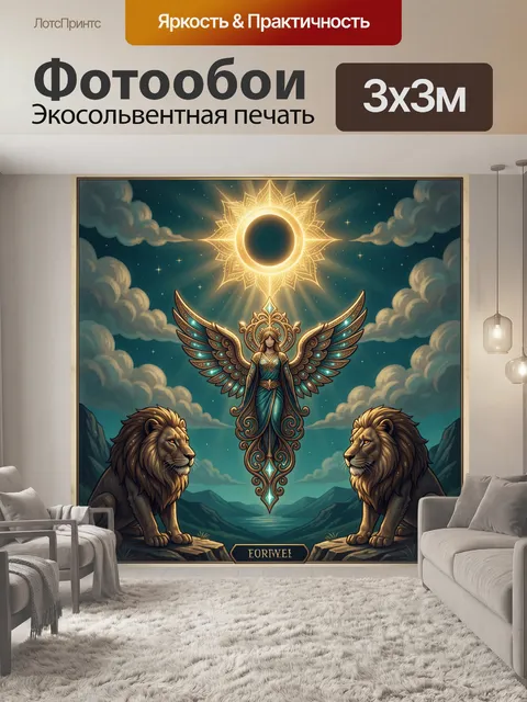 Фотообои Мистическая богиня с львами