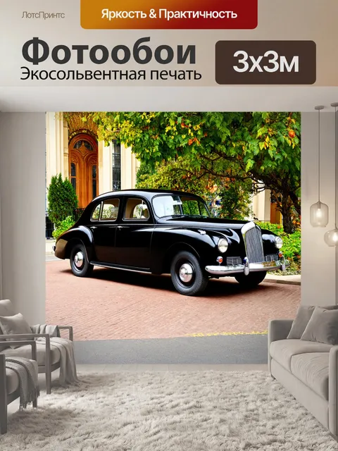 Фотообои машина в стиле арт-нуво, с декоративными растительными мотивами и плавными формами