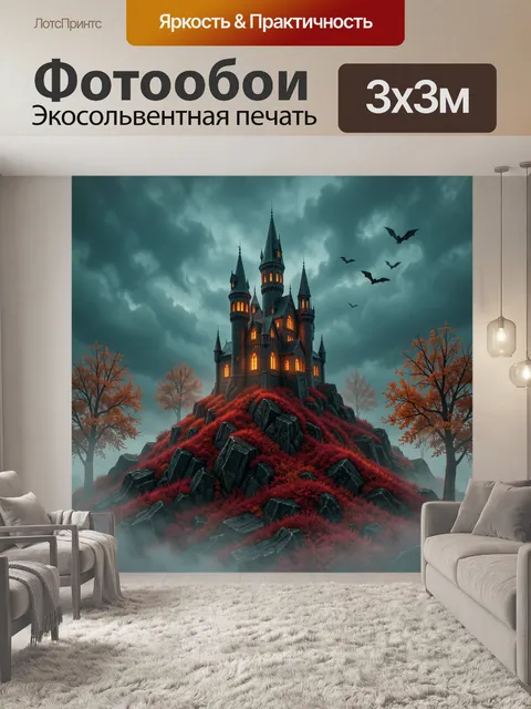 Фотообои Мрачный замок на скале
