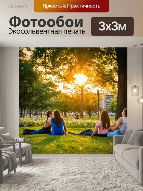 Фотообои закат в урбанистическом парке