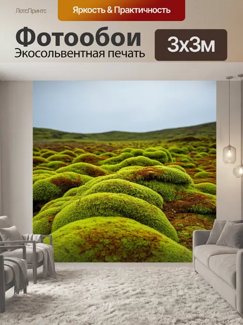 Фотообои поле старого мха, на котором растут редкие или исчезающие растения