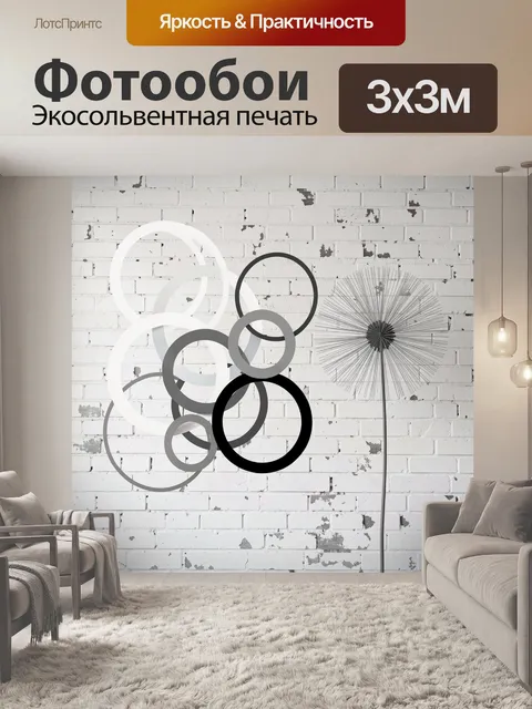 Фотообои Монохромные кольца и одуванчик