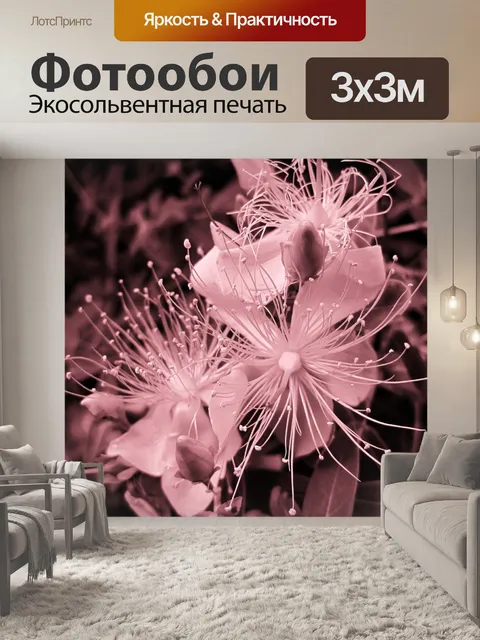 Фотообои розоватый оттенок добавлен в цветы