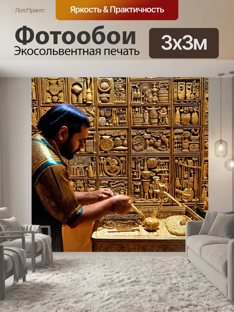 Фотообои египет в стиле узоров, показывающие древних ремесленников, создающих искусственные изделия