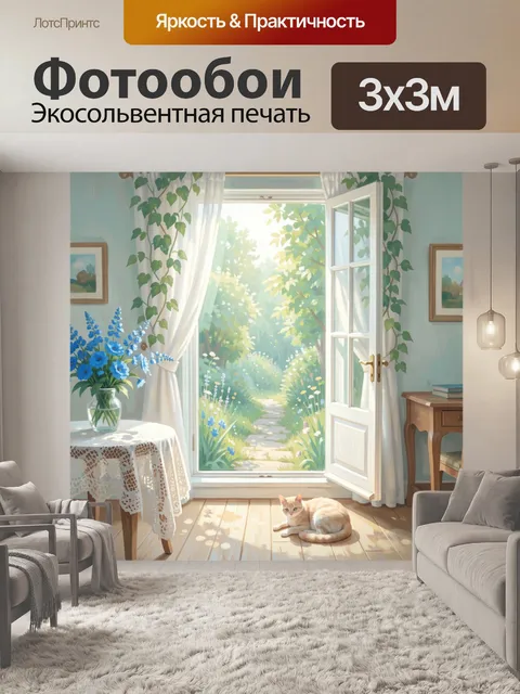 Фотообои Солнечный сад за открытой дверью