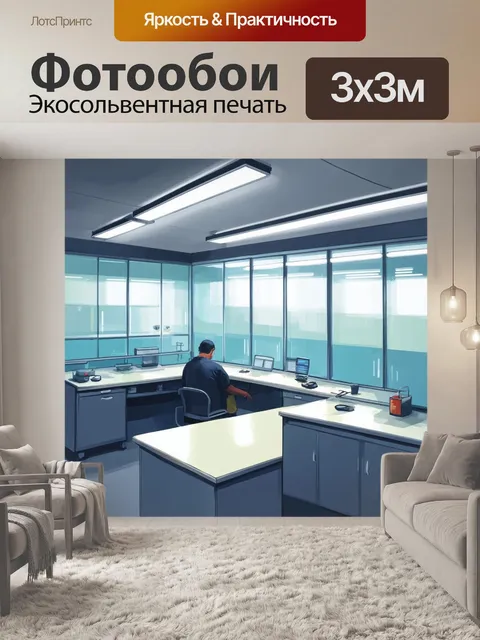 Фотообои лаборатория с флуоресцентным освещением