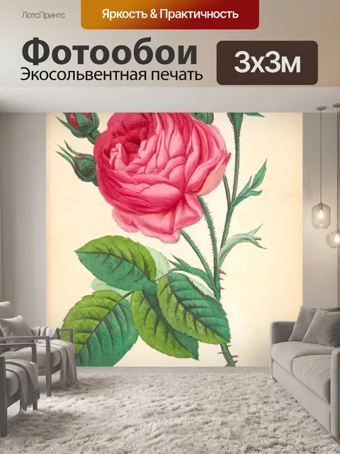 Фотообои Старинные ботанические цветы розы